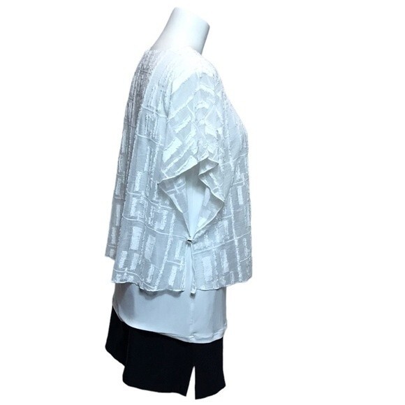Joseph Ribkoff‎ Tiered Cap Sleeve Top Blouse US 14 White Layered Button Side - Picture 11 of 11